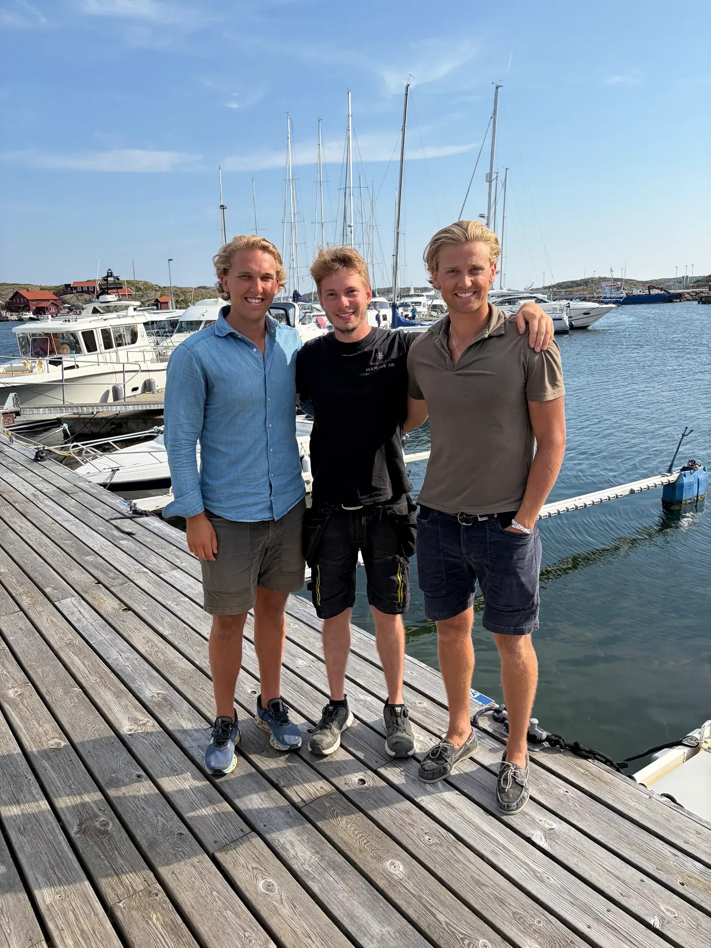 Adam, Martin och Jesper på varvet i Ellös